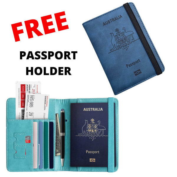 Travel Neck Pillow + FREE RFID PASSPORT HOLDER - The Calming Co. Australia