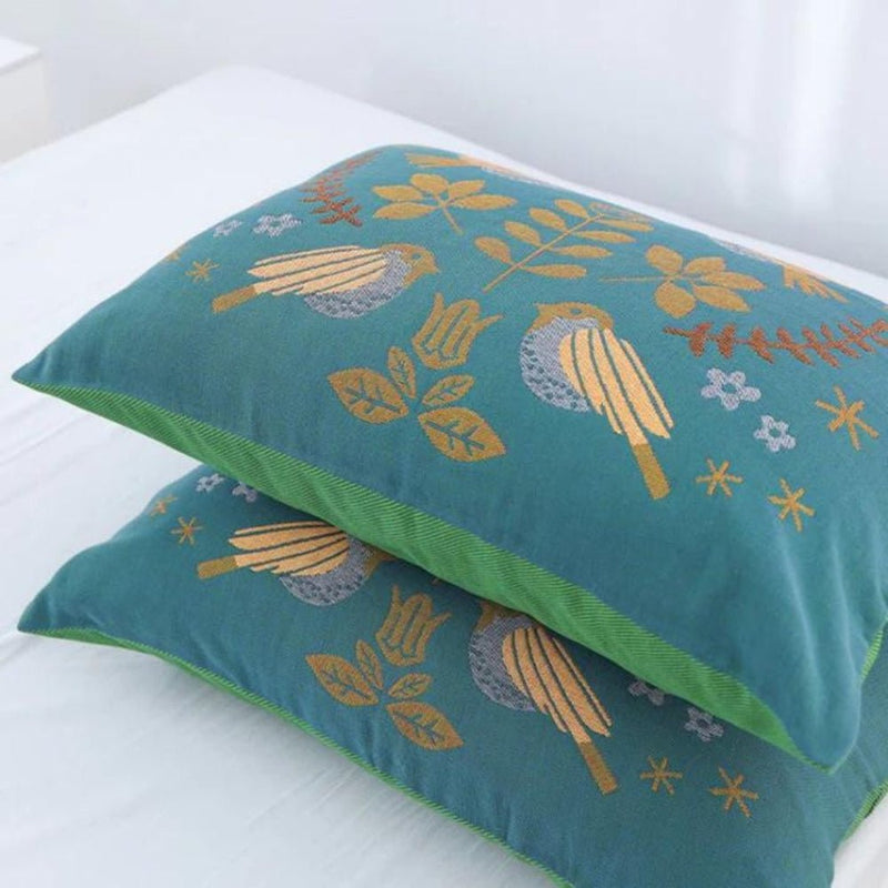 Nordic Bird Design Cotton Pillowcases - The Calming Co. Australia