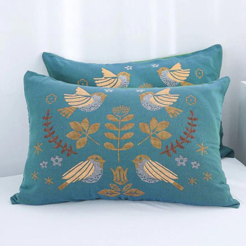 Nordic Bird Design Cotton Pillowcases - The Calming Co. Australia