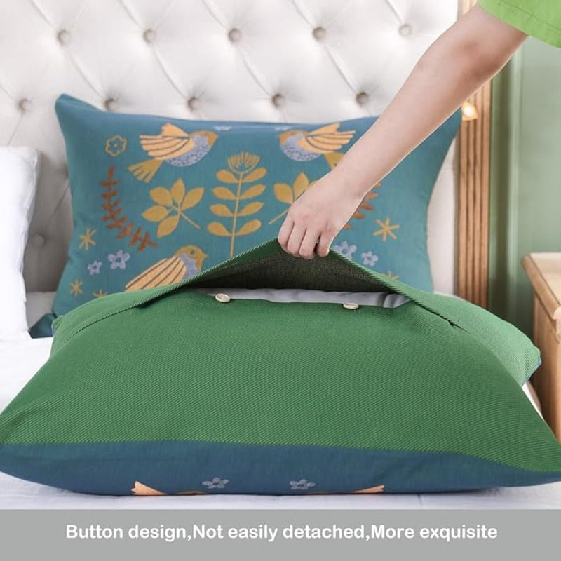 Nordic Bird Design Cotton Pillowcases - The Calming Co. Australia