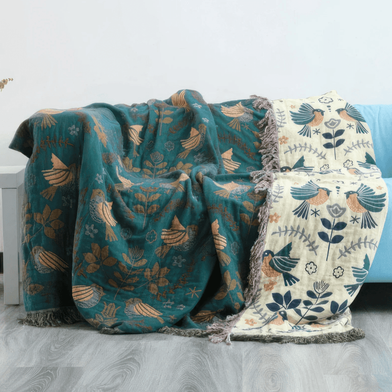 Reversible Scandinavian Bird Blanket - The Calming Co. Australia